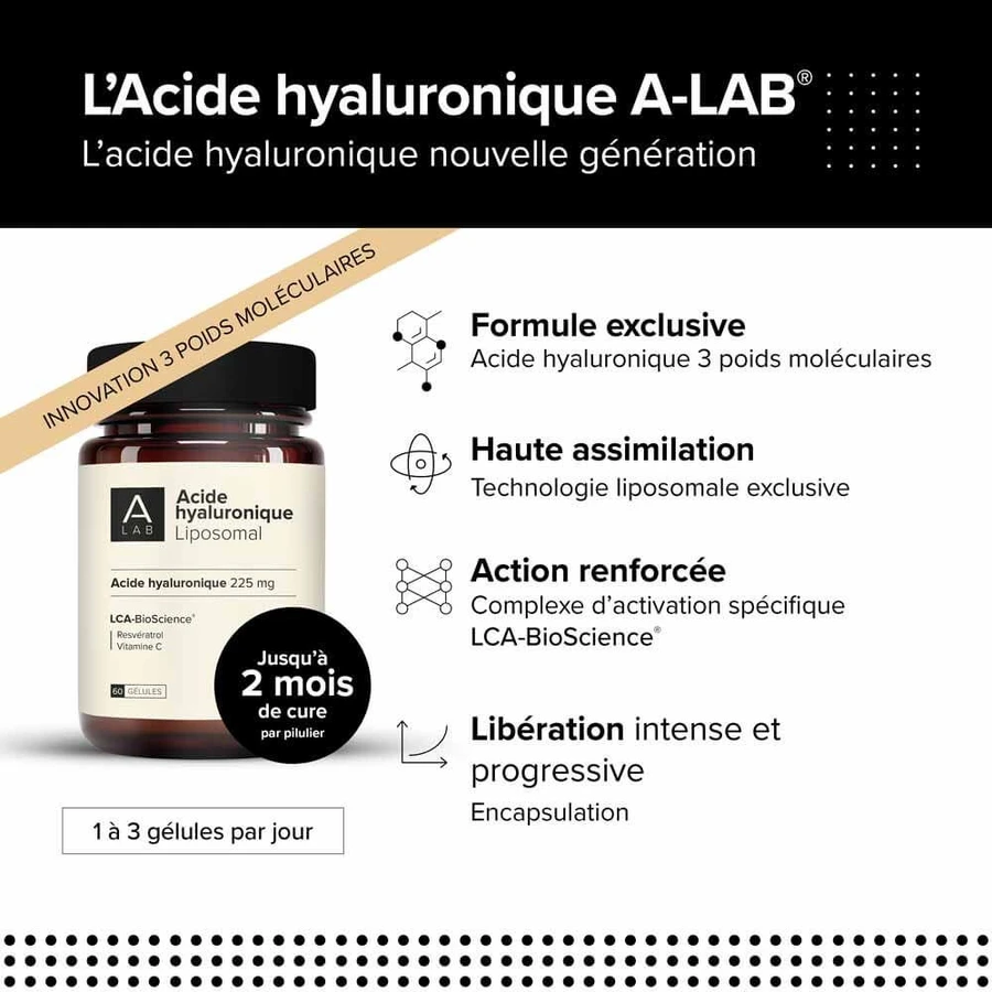 A-LAB Acide Hyaluronique Liposomal 225mg Anti-Rides Fermeté de la Peau 60 gélules