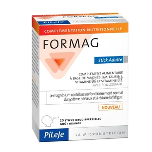 Pileje Formag Magnesium, Taurine, Vitamine B6 en Vitamine D3 Volwassenen 20 Oro-dispergeerbare Sticks