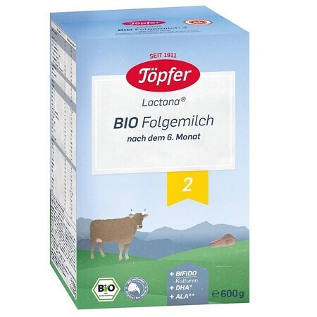 Bio 2 Lactana milk powder formula, +6 months, 600 gr, Topfer