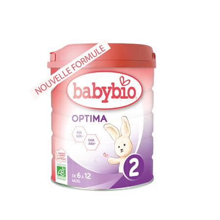 Fórmula de continuación Optima 2, 6 - 12 meses, 800 g, Babybio