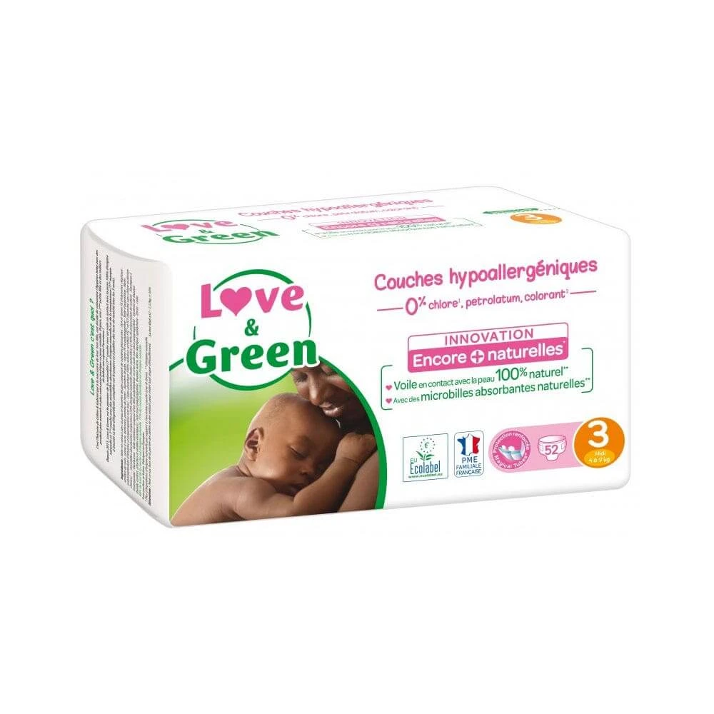 Love&Green Hypoallergene luiers - Maat 3 van 4 tot 9 kg x52