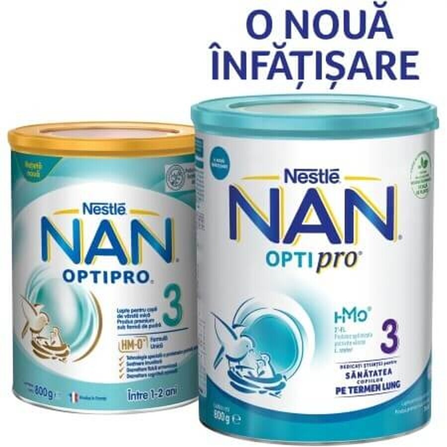 Nan 3 OptiPro Premium lait en poudre, +12 mois, 800 g, Nestlé