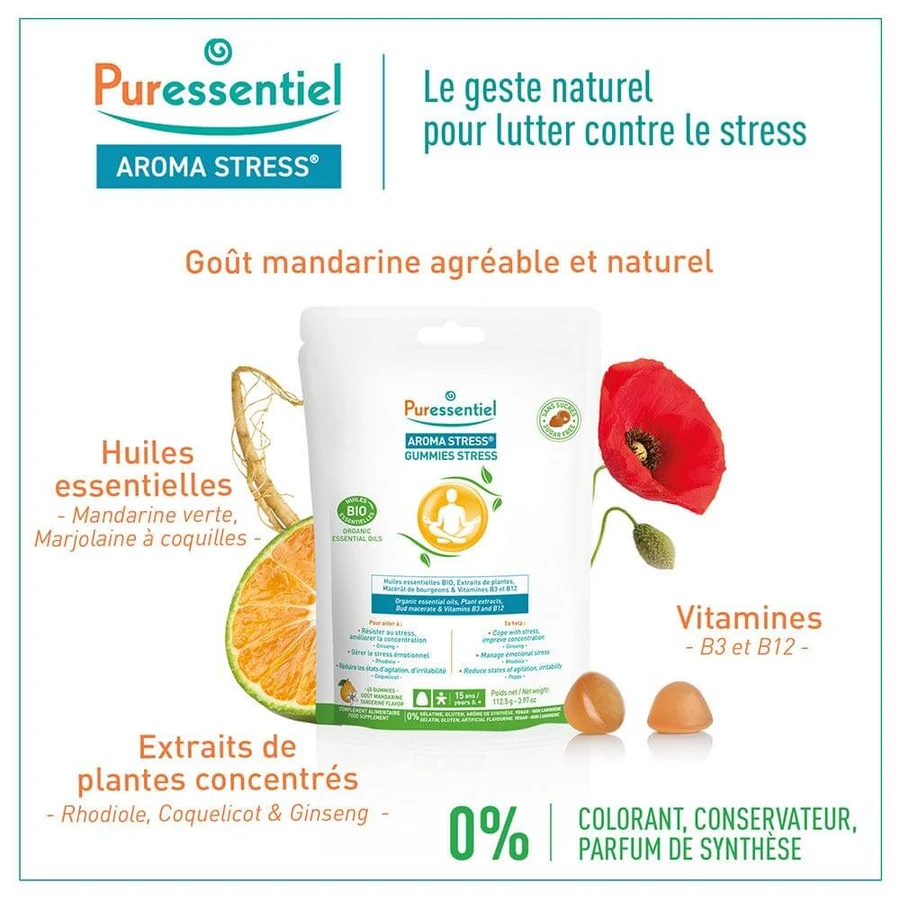 Puressentiel Aroma Stress Gummies With Organic Essential Oils x45