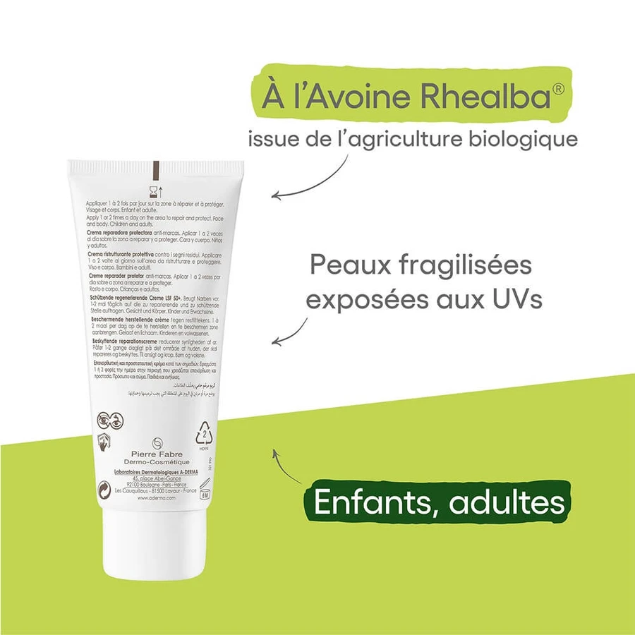 A-Derma Epitheliale A.H Ultra Beschermende Herstelcrème SPF50+ 100ml