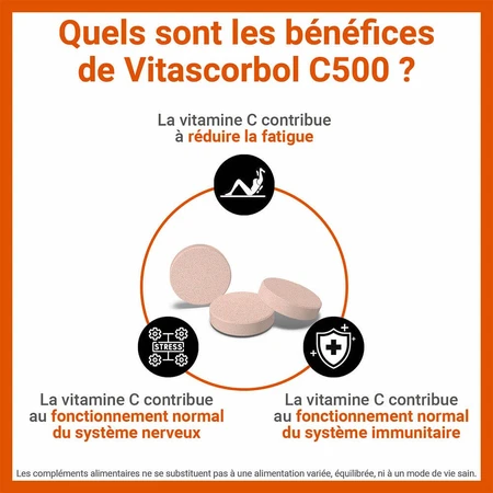 Vitascorbol Vitaminen C 500mg Sinaasappelsmaak 24 kauwtabletten