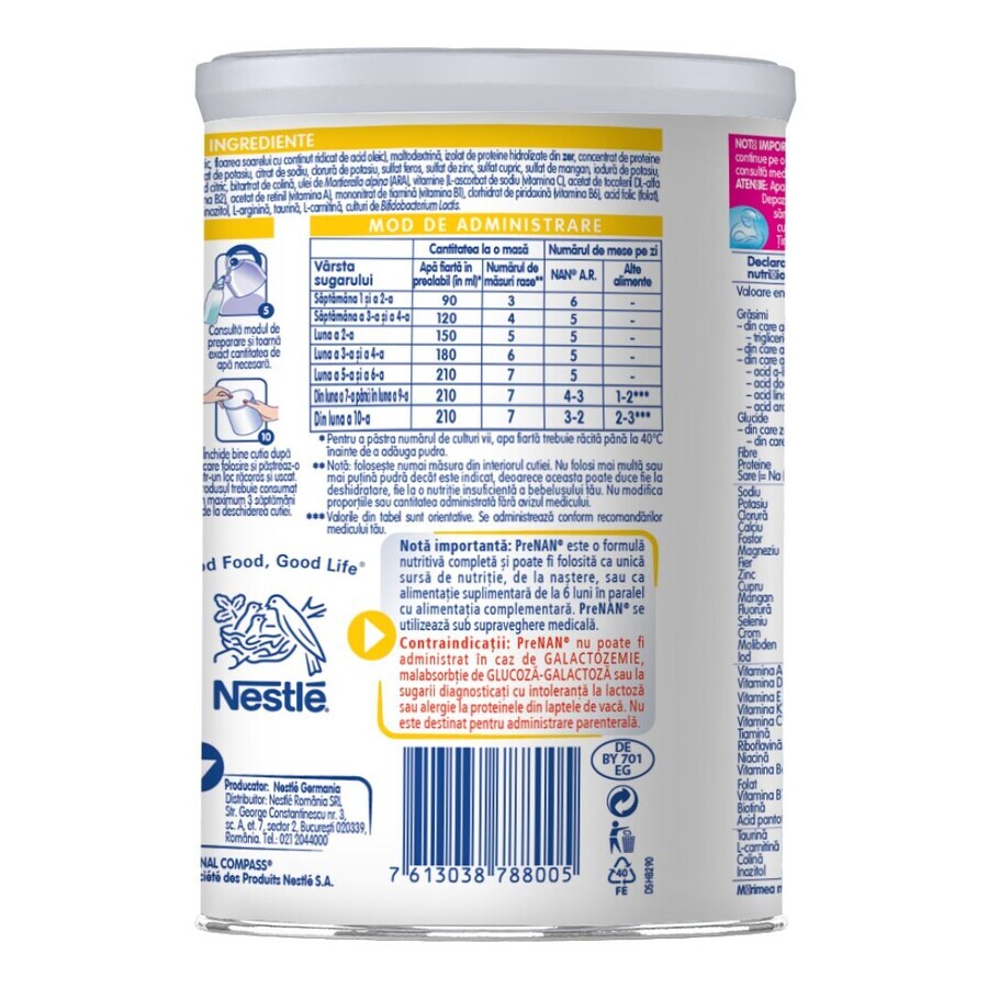 PreNan lait en poudre spécial, +0 mois, 400 g, Nestlé