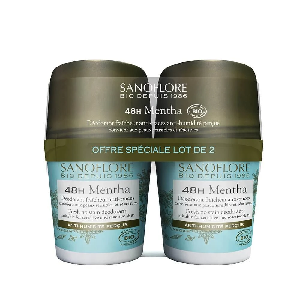 Sanoflore Deodorant 48h Biologische Mentha Deodorant voor Vrouwen en Mannen 2x50ml
