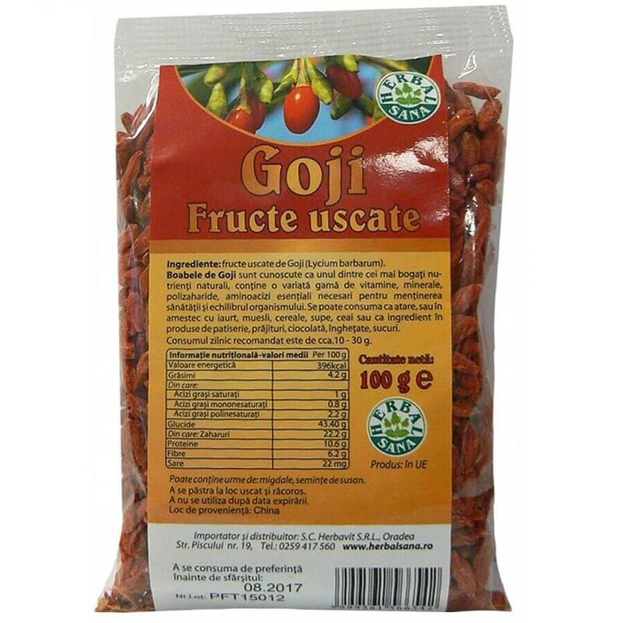 Dried goji berries, 100 g, Herbal Sana