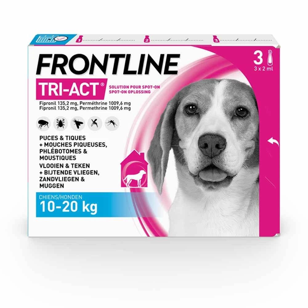 Frontline Tri-act Spot-on Hond 10-20kg 3 Pipetten 2ml