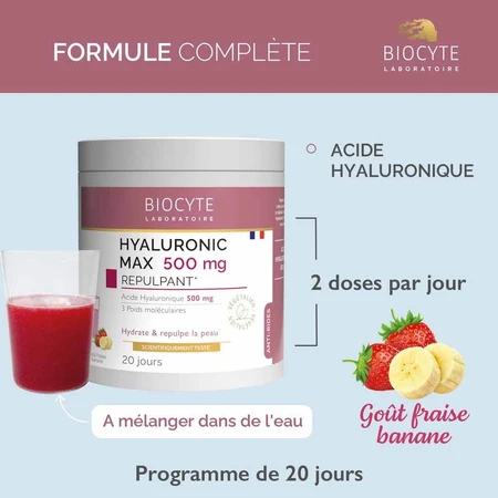 Biocyte Anti-Falten Maxi Hyaluronsäure 20x14g Erdbeere & Banane 240g