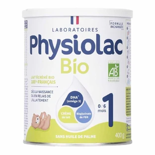 Physiolac Bio-Milchpulver von 0 bis 6 Monate 400g