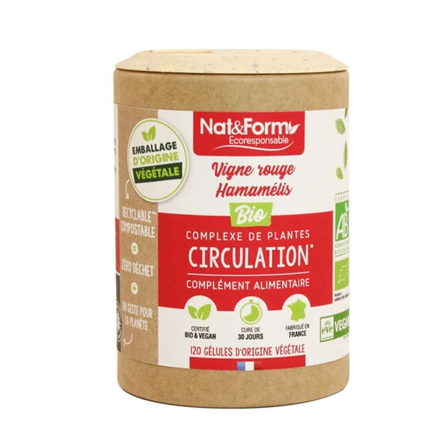 Nat&Form Circulación - Vid roja/Hamamelis bio 120 cápsulas vegetales