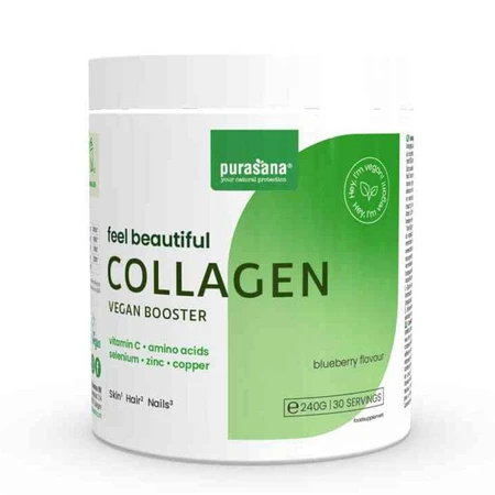 Purasana Collageen Complexe vegan schoonheidspoeder Voel je Mooi Smaak bosbes 240g