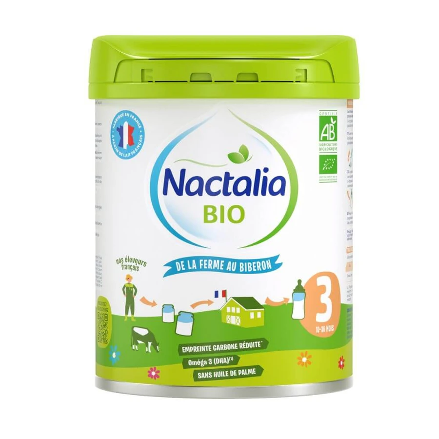 Leche en polvo ecológica Nactalia Bio 3, 10 meses +, 800 g, Nactalia