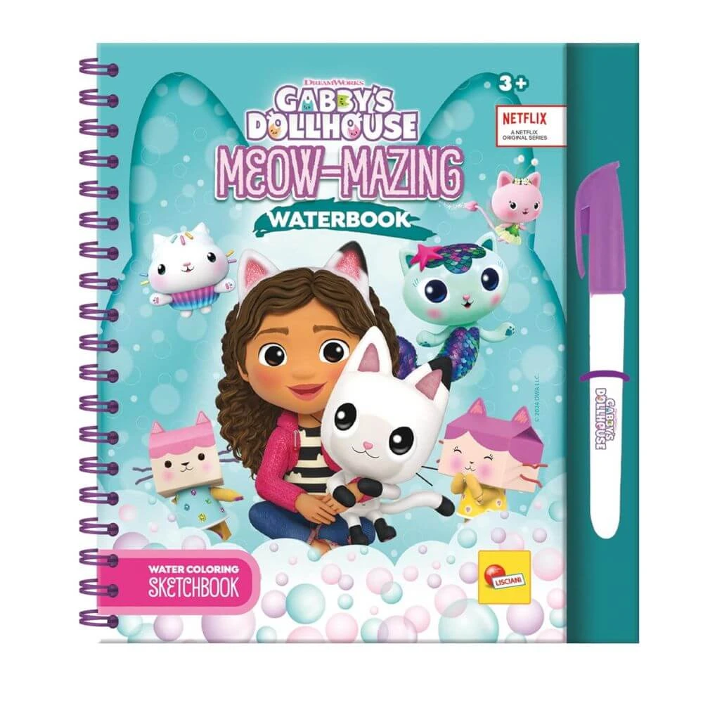 Kleurboek Waterboek, +3 jaar, Gabby's Poppenhuis en kittens, Lisciani