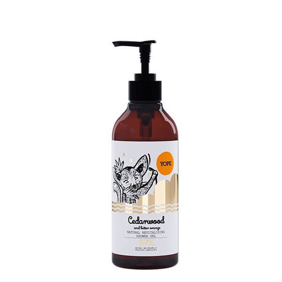 Natuurlijke en revitaliserende douchegel, cederhout en bittere sinaasappel, 400ml, Yope