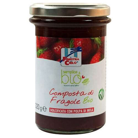 Biologische suikervrije aardbeienjam, 320 g, La Finestra sul Cielo