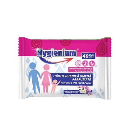 Papier hygiénique humide au jasmin et à l'orchidée, familial, 40 pièces, Hygienium