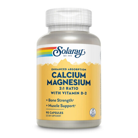 Calciu, Magneziu și Vitamina D Solaray, 90 capsule, Secom