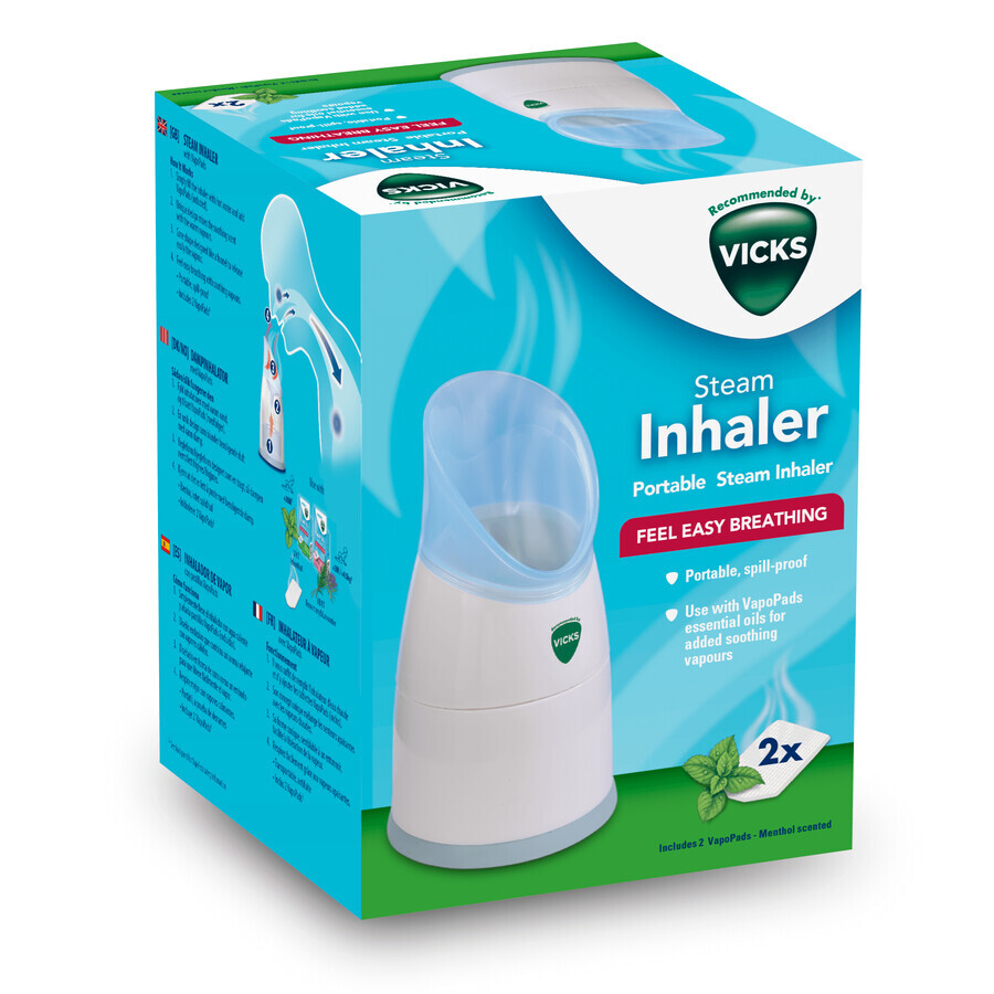 Inhalator portabil cu aburi cu 2 tablete de mentol, TOW015046, Vicks