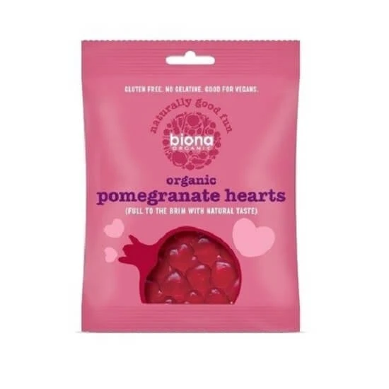 Geleihartjes met granaatappel, 75 gr, Biona