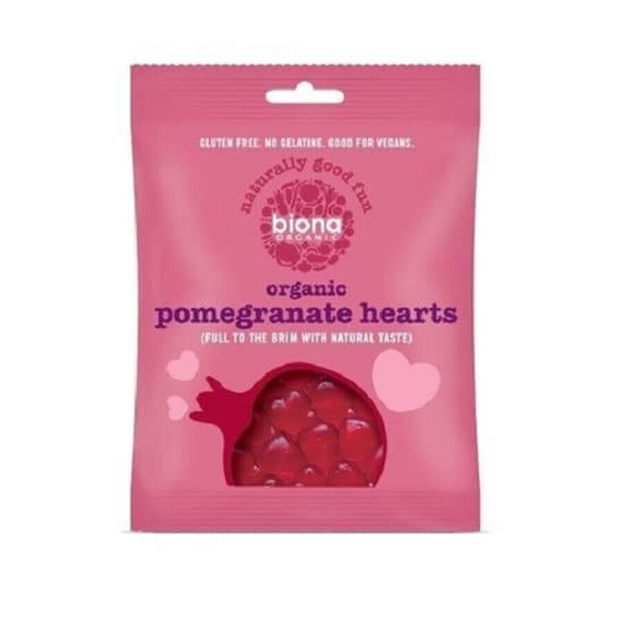 Jelly hearts with pomegranate, 75 gr, Biona