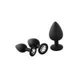 FantASStic Anal Plug Set Black with White Stone Dream Toys, 3 pcs