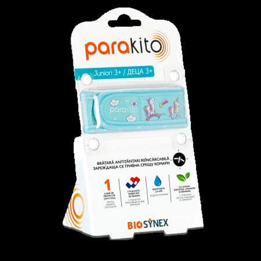 Kinderarmband tegen muggen 3 jaar + Eenhoorn, 1 stuk, Para Kito