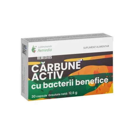 Geactiveerde houtskool, 30 capsules, Laboratoarele Remedia