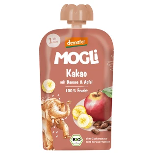 Bio-Püree, 1 Jahr+, Kakao, Äpfel und Bananen, 100 g, Mogli