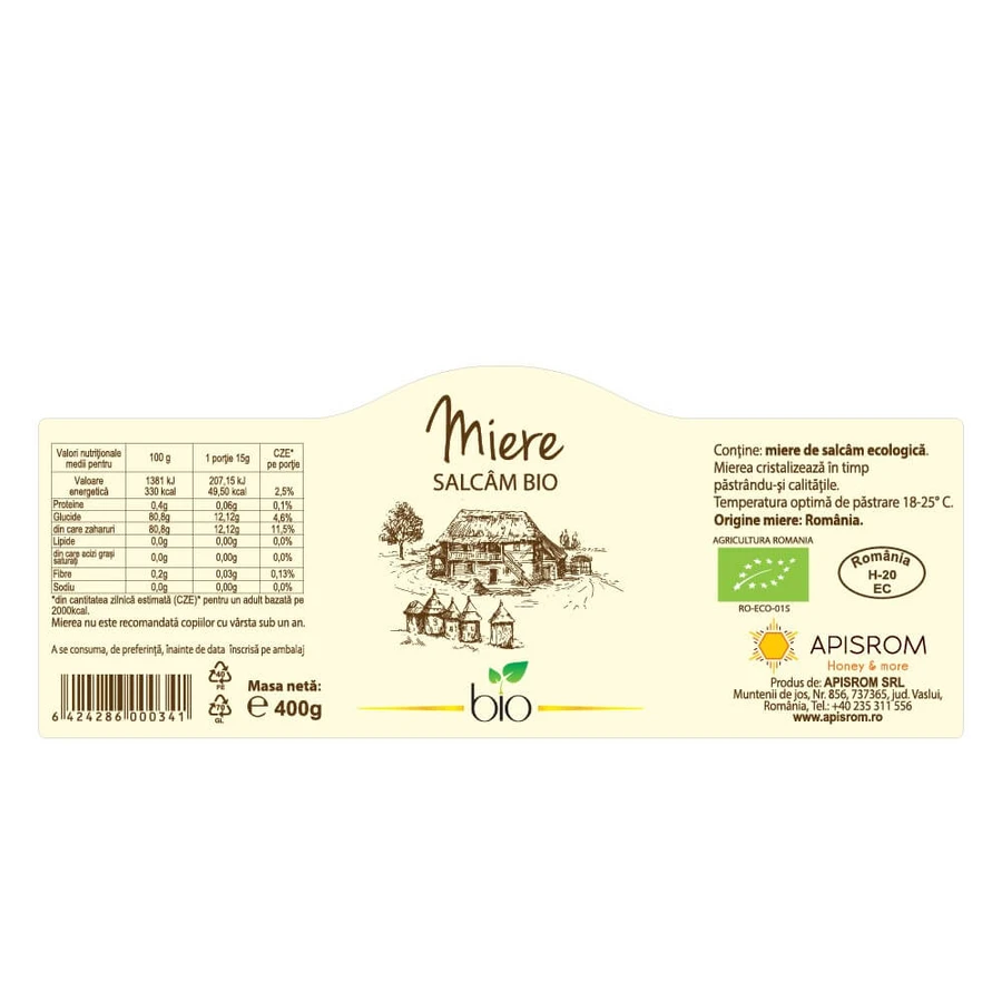 Miel Salcam, bio, 400g, Apisrom