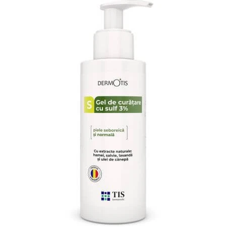 Reinigingsgel voor gezicht en lichaam met zwavel Dermotis, 3%, 300 ml, Tis Farmaceutic