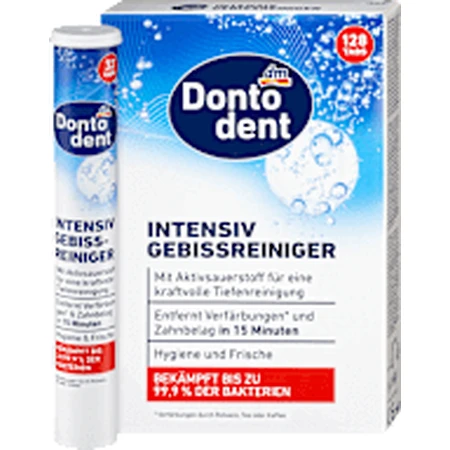 Dontodent Tablete pentru curățarea protezelor, intensiv, pachet avantajos, 128 buc