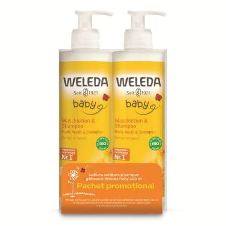 Reinigingslotion en shampoo, 2 x 400 ml, Weleda