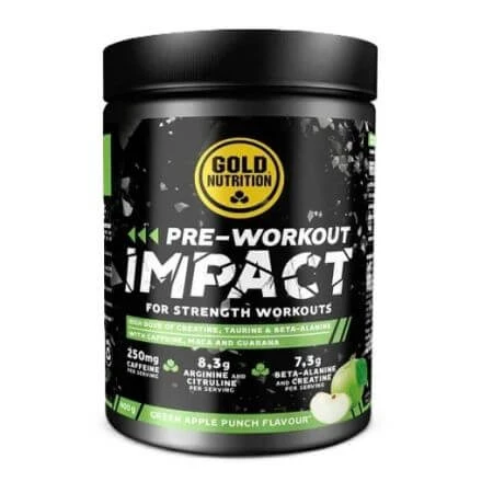 Pre-Workout Impact met groene appelsmaak, 400 g, Gold Nutrition