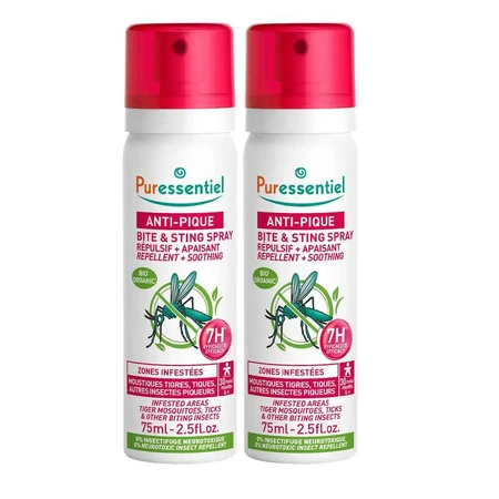 Puressentiel SOS Insectenspray Verzachtend Muggenspray Volwassenen en Kinderen 2x75ml