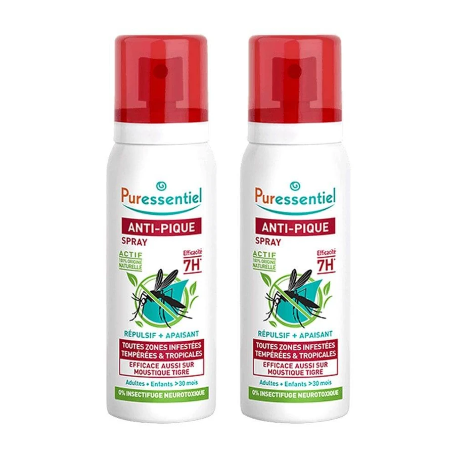 Puressentiel SOS Insectenspray Verzachtend Muggenspray Volwassenen en Kinderen 2x75ml