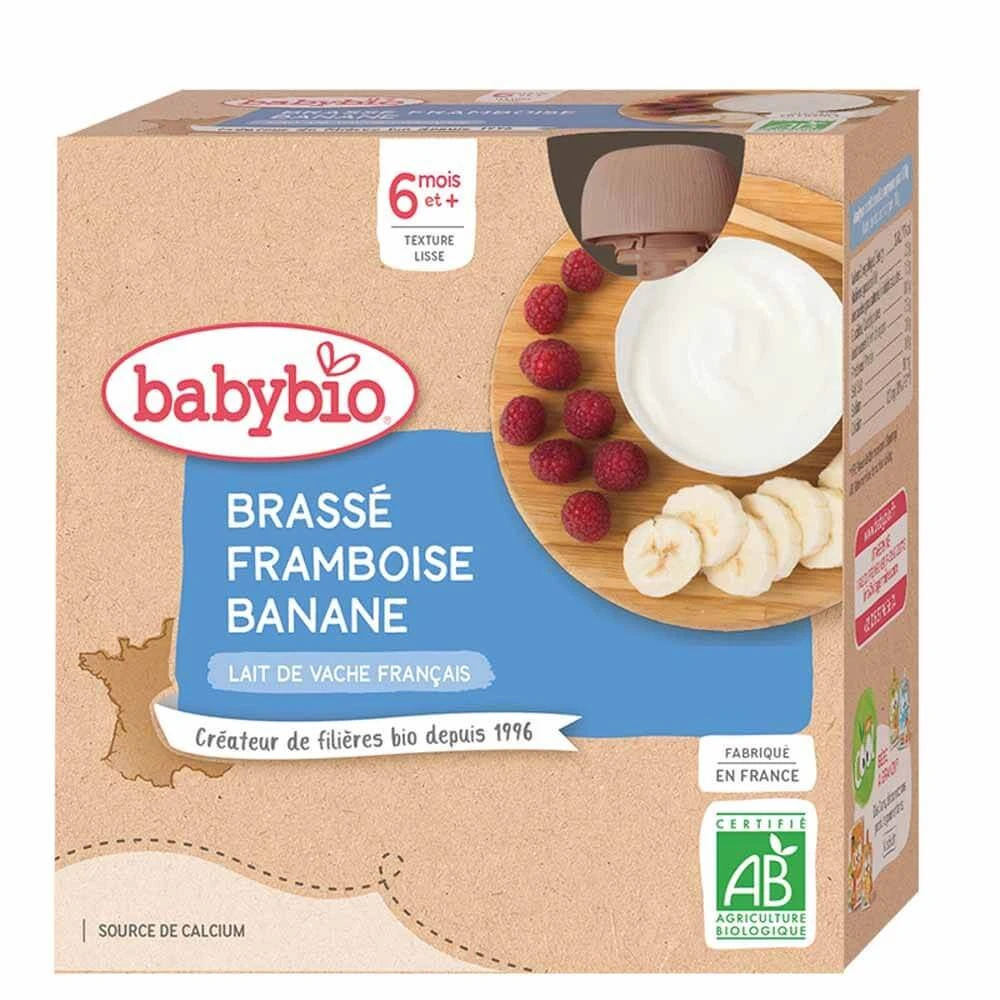 Babybio 6 maanden Framboos Banaan Biologische Drinkfles 4x85g
