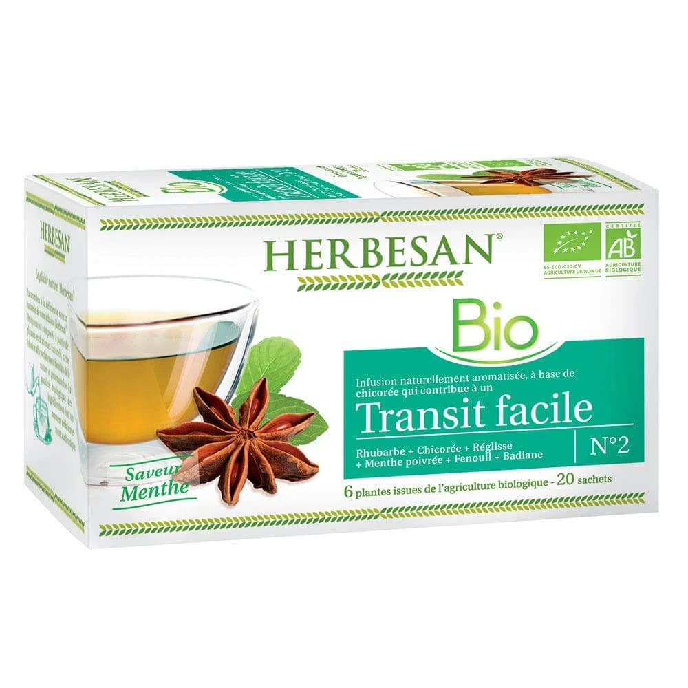 Herbesan Infusion Chicoree Easy Transit Bio Mint Smaak 20 zakjes