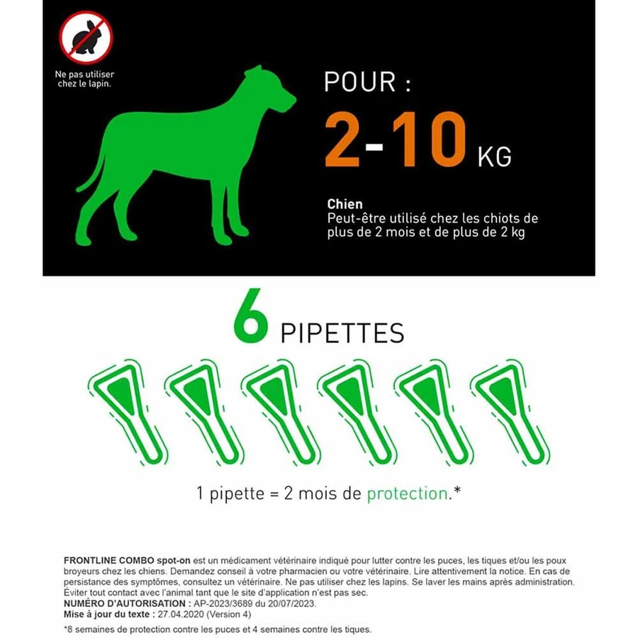 Frontline Combo Spot-on Hund S 2-10 kg 6 Pipetten 0,67 ml