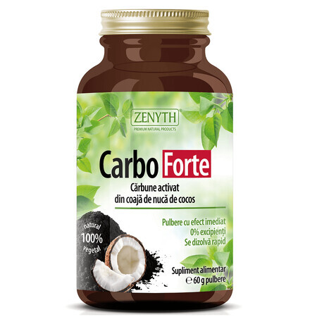 Carbón activo de cáscara de coco Carbo Forte, 60 g, Zenyth