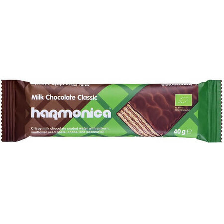 Klassieke biologische Napolitana verpakt in chocolade, 40 gr, Harmonica