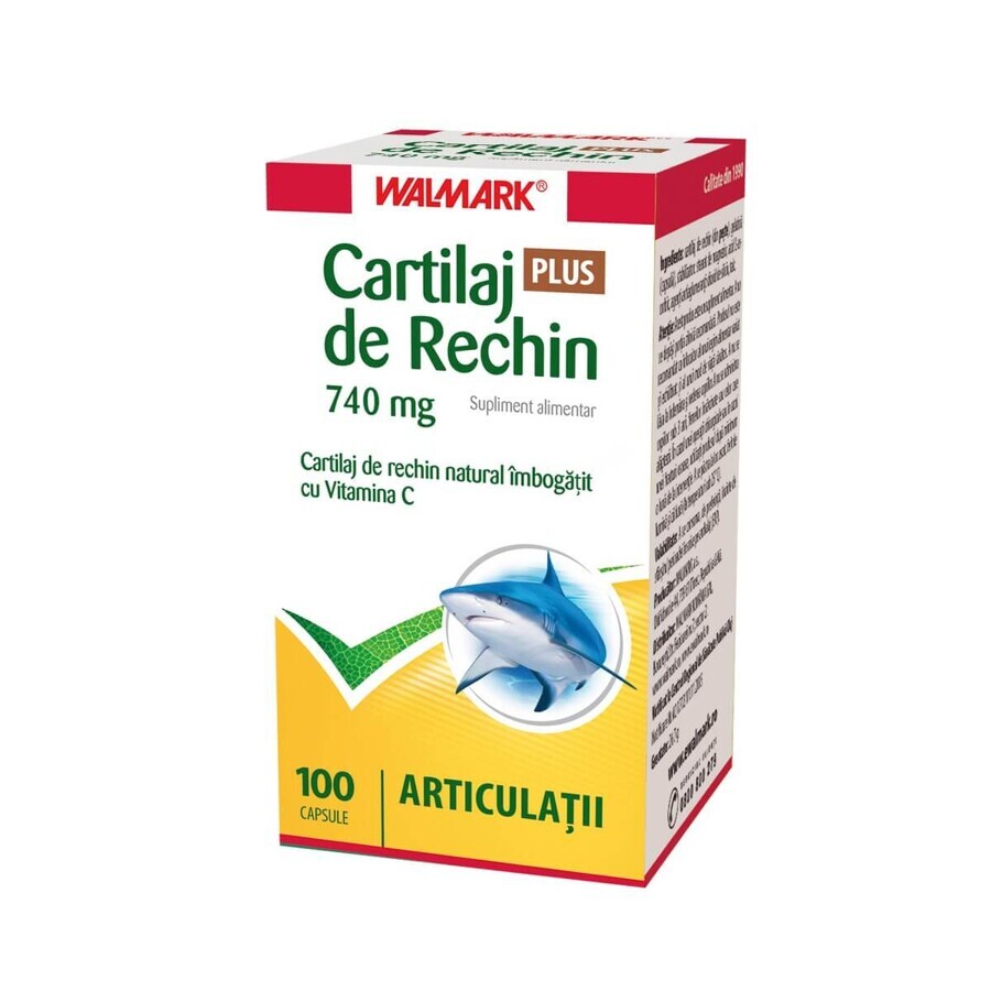 Cartilage de Requin Plus 740 mg avec vitamine C, 100 gélules, Walmark