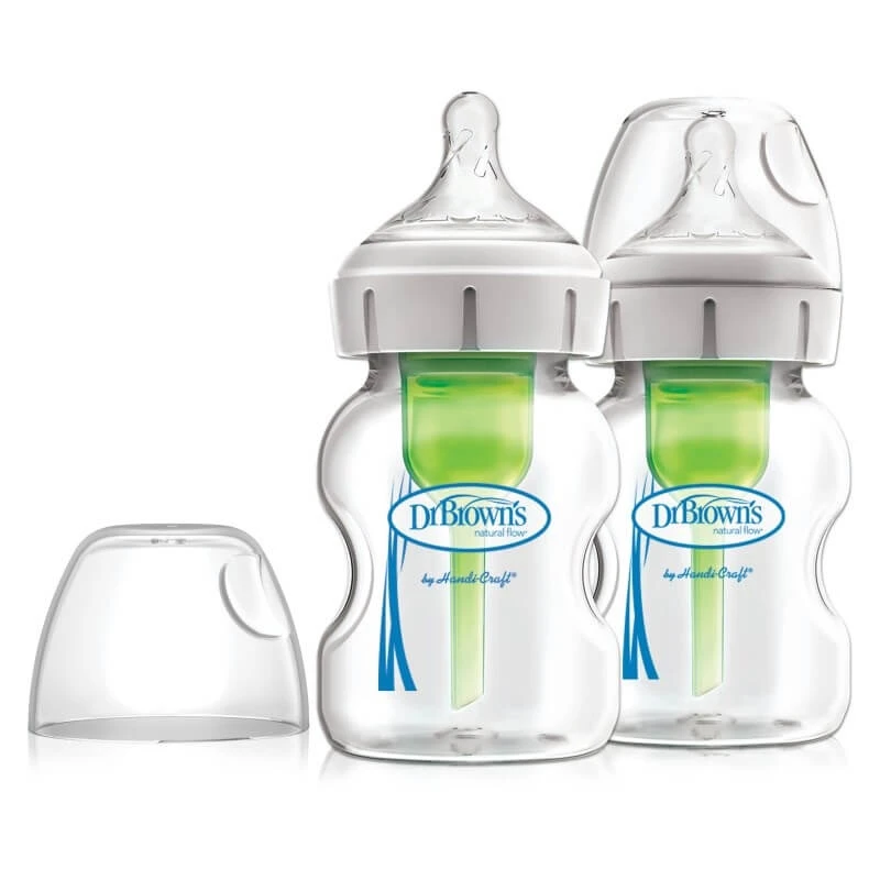 Dr. Browns Glazen Slabbetjes met Brede Hals, Options+, 150 ml, Dr. Browns