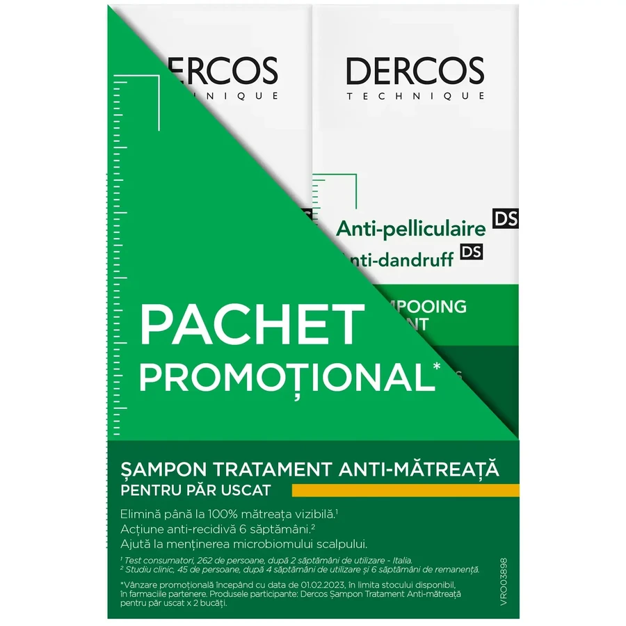 Packung Vichy Dercos Anti-Materie-Shampoo für trockenes Haar, 2x200 ml