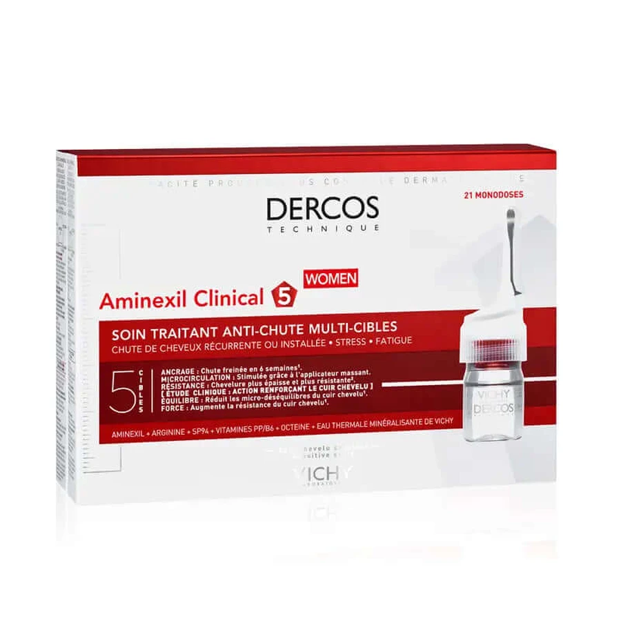 Vichy Dercos Aminexil Clinico 5 Anti-Caduta Multi-Azione per Donna, 21 Dosi Singole