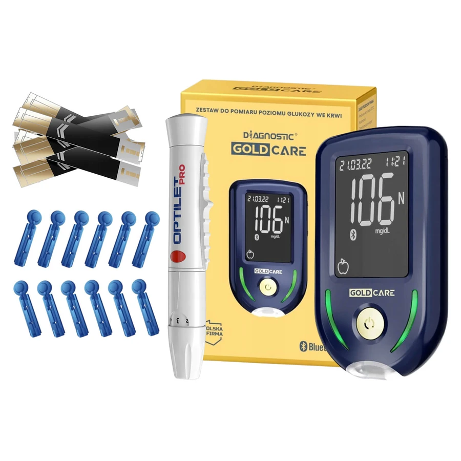 Diagnostic Gold Care, kit de medición de glucosa en sangre, medidor + accesorios