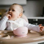 BabyOno, siliconen beker met zuignap, roze, vanaf 6 maanden, 1 st.
