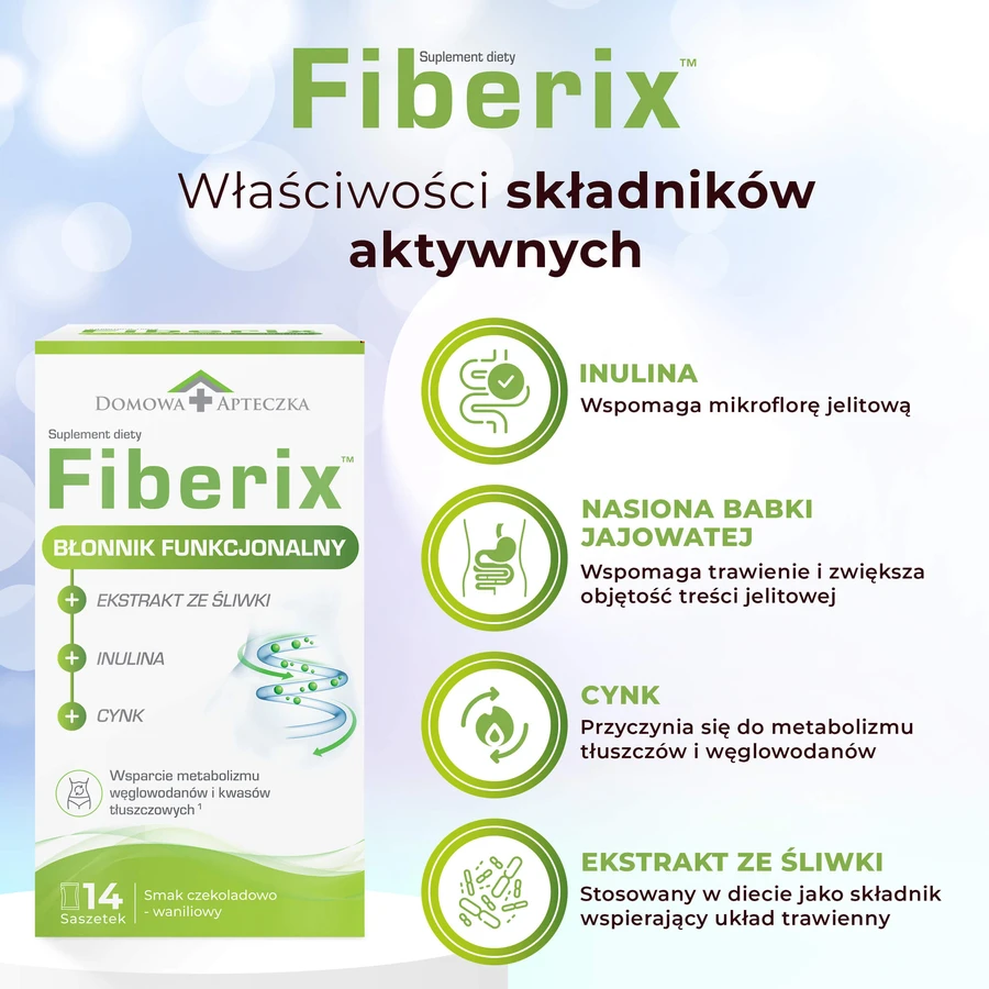 Fiberix, chocolate-vanilla flavor, 14 sachets