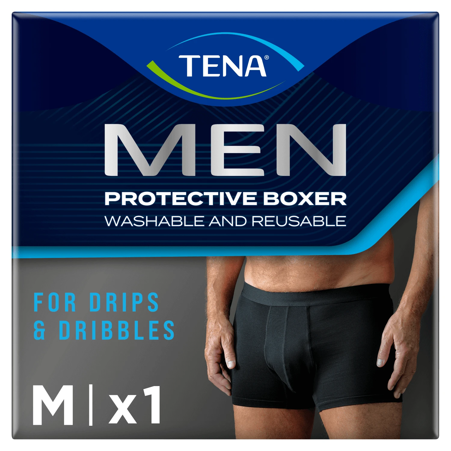 Tena Men Protective Boxer, herbruikbare boxershort voor lichte incontinentie, zwart, maat M, 1 stuk
